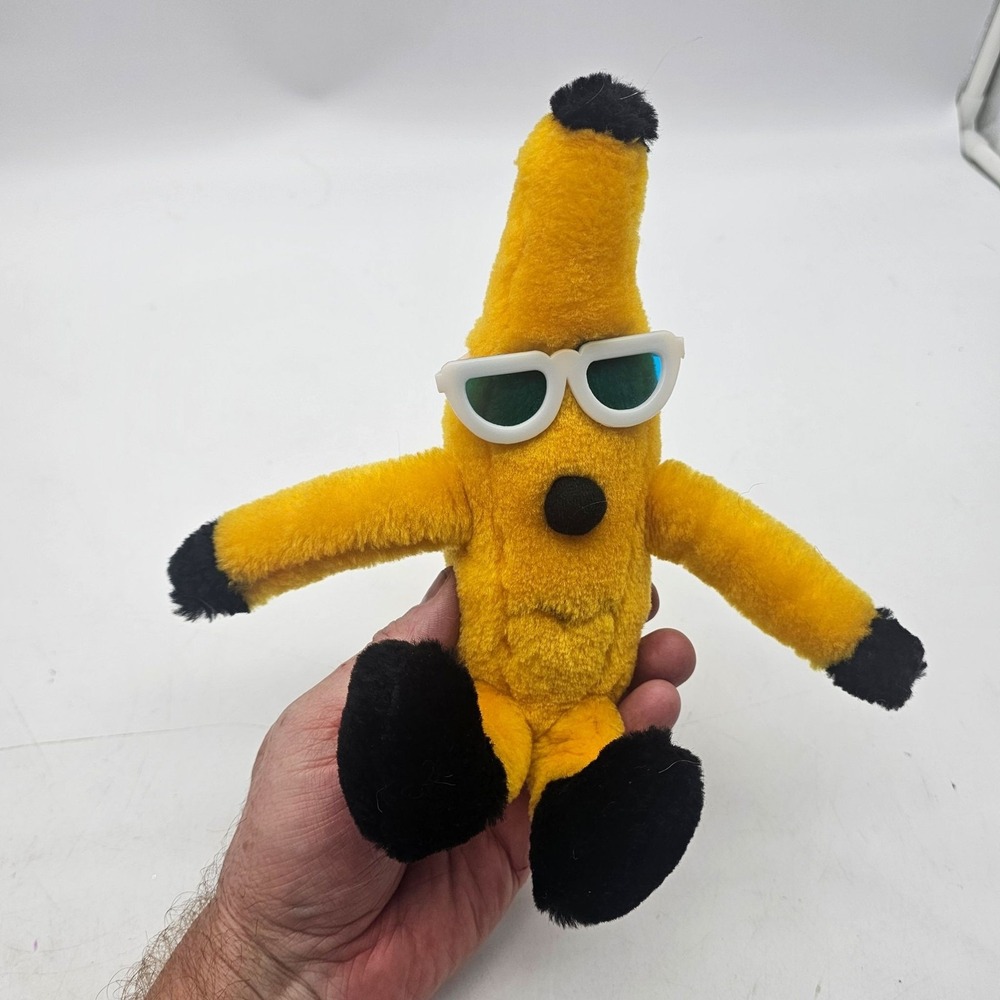 Krüger + Gregoriades Banana Plush Stuffed Toy Small Yellow 9" Sunglasses Cute